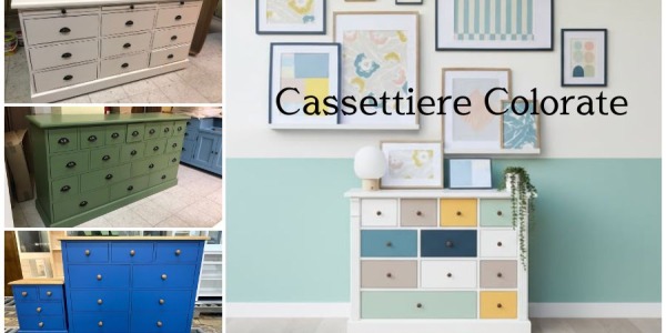 Cassettiere colorate in legno massello